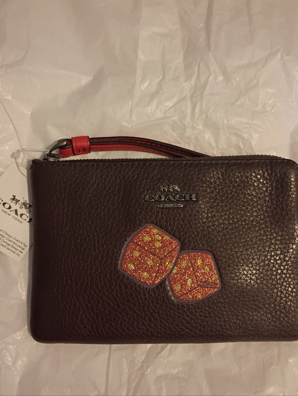 Coach Limited Edition Glitter Dice Leather Wristlet